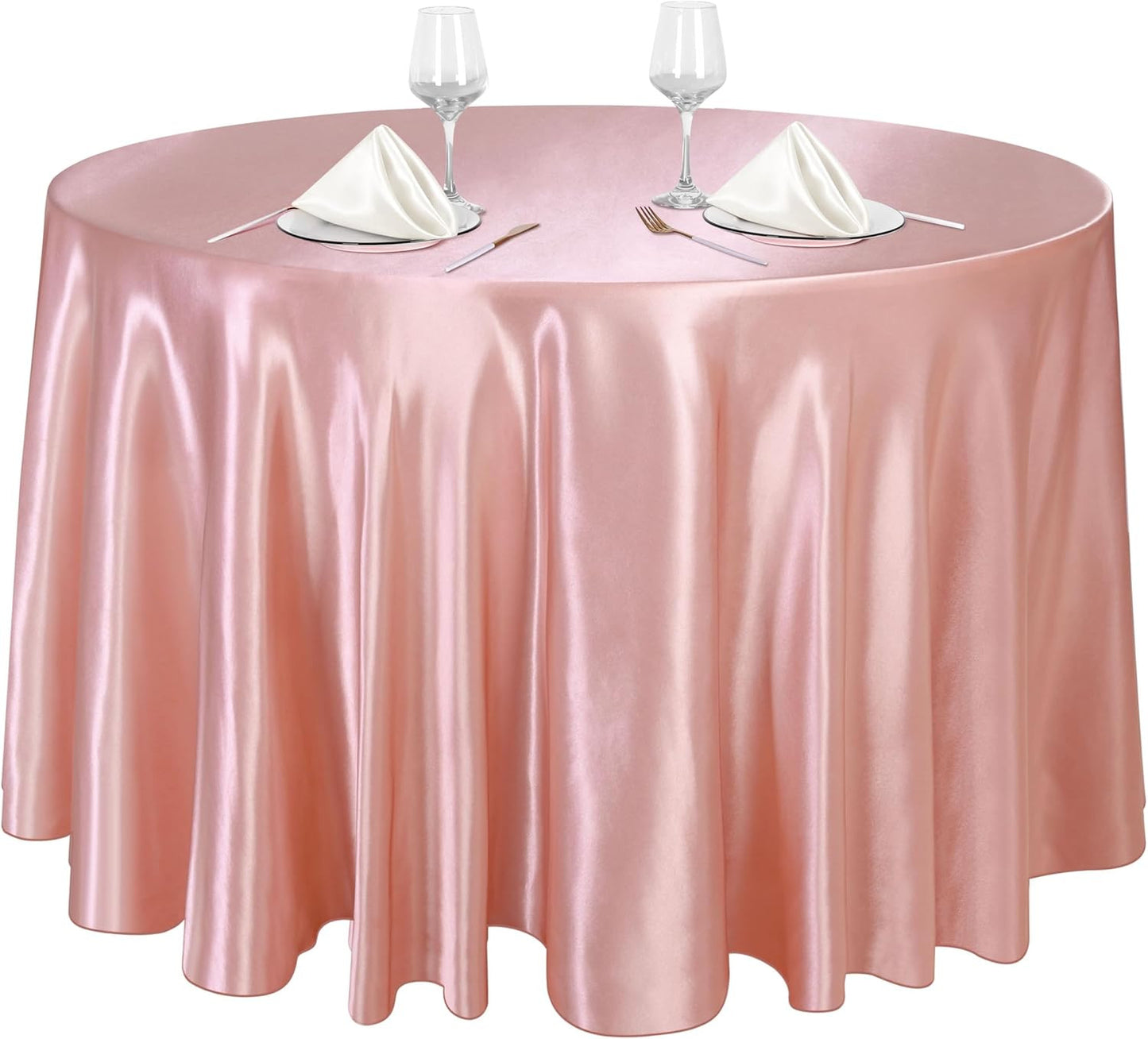 120 Inches round Satin Tablecloths Rose Gold Overlay round Satin Table Cover Bri