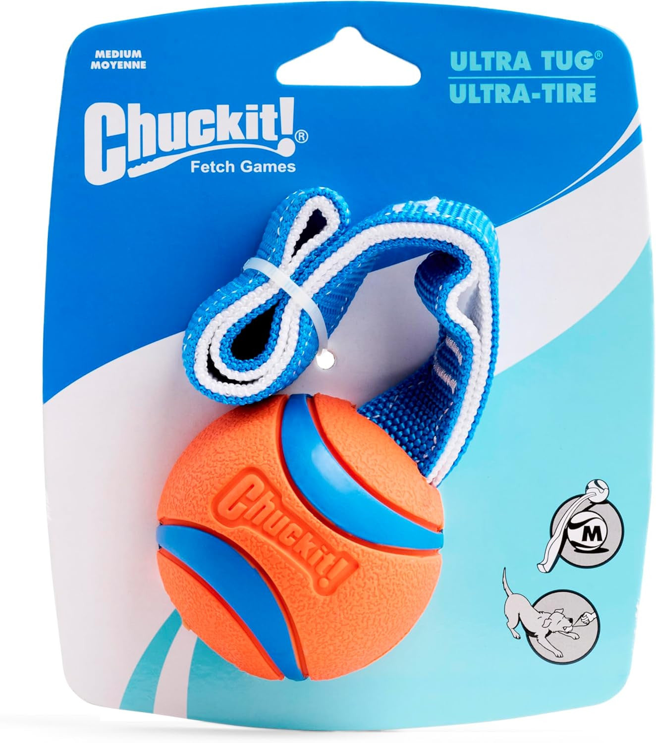 Ultra Tug Dog Toy, Medium Fetch and Dog Ball Tug Toy for Dogs 20-60 Pounds