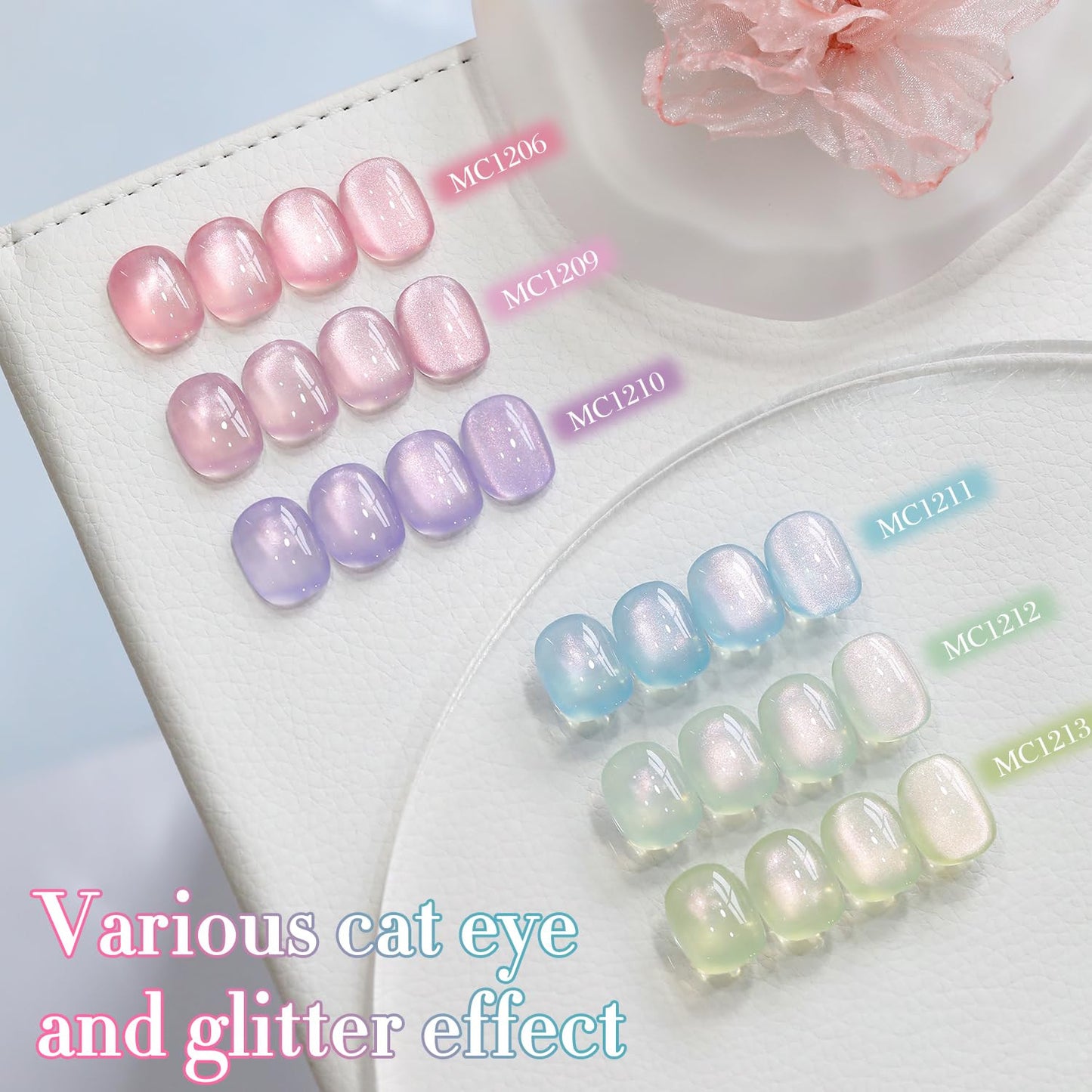 0.5 OZ Cat Eye Gel Polish with Magnet 15ML Holographic Glitter Shimmer Transluce