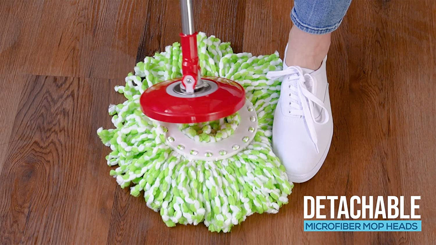 79349 Spin Mop Cleaning System with 3 Microfiber Mop Heads, Red/Gray,Red/Black
