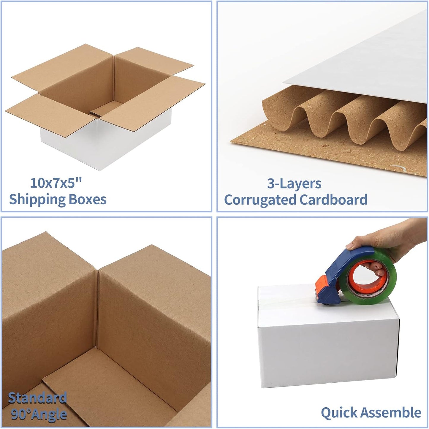 10X7X5 Inches Small White Shipping Boxes Set of 25, Sturdy Cardboard Boxes for S