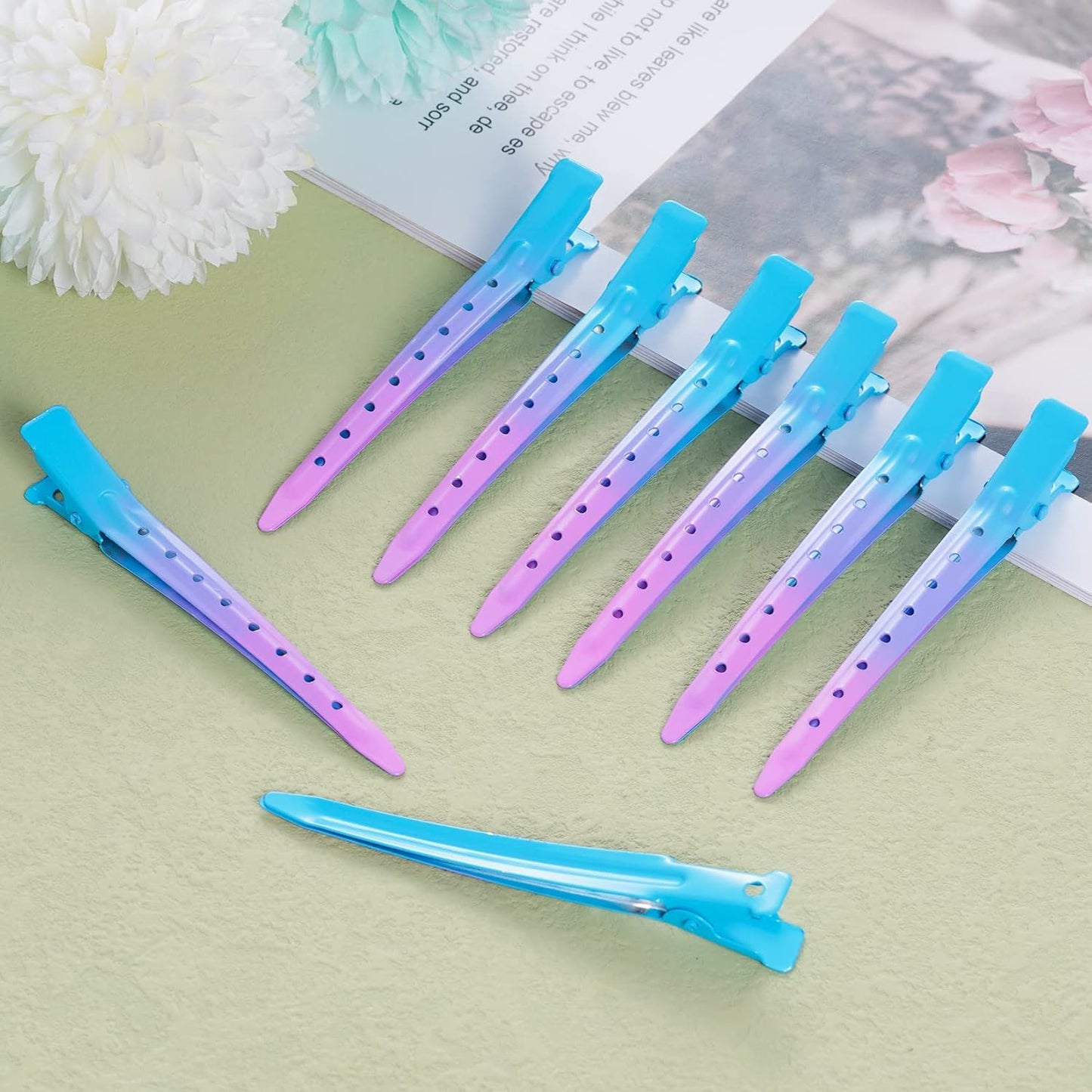 24 Packs Duck Bill Clips, 3.35 Inches Rustproof Metal Alligator Curl Clips with