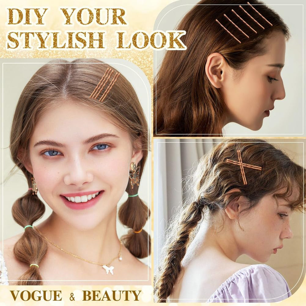 330 PCS Rose Gold Bobby Pins for Women Girls, 2.17 Inch Long Super Grip Blonde