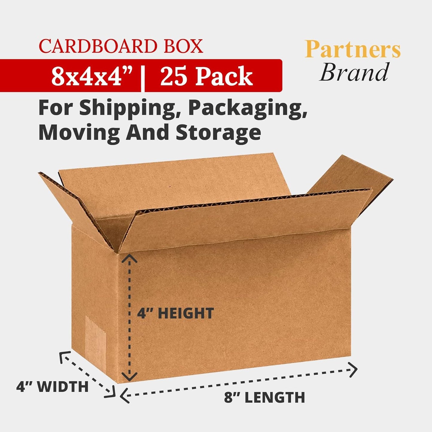 8X4X4 Long Corrugated Boxes, Long, 8L X 4W X 4H, Pack of 25 | Shipping, Packagin