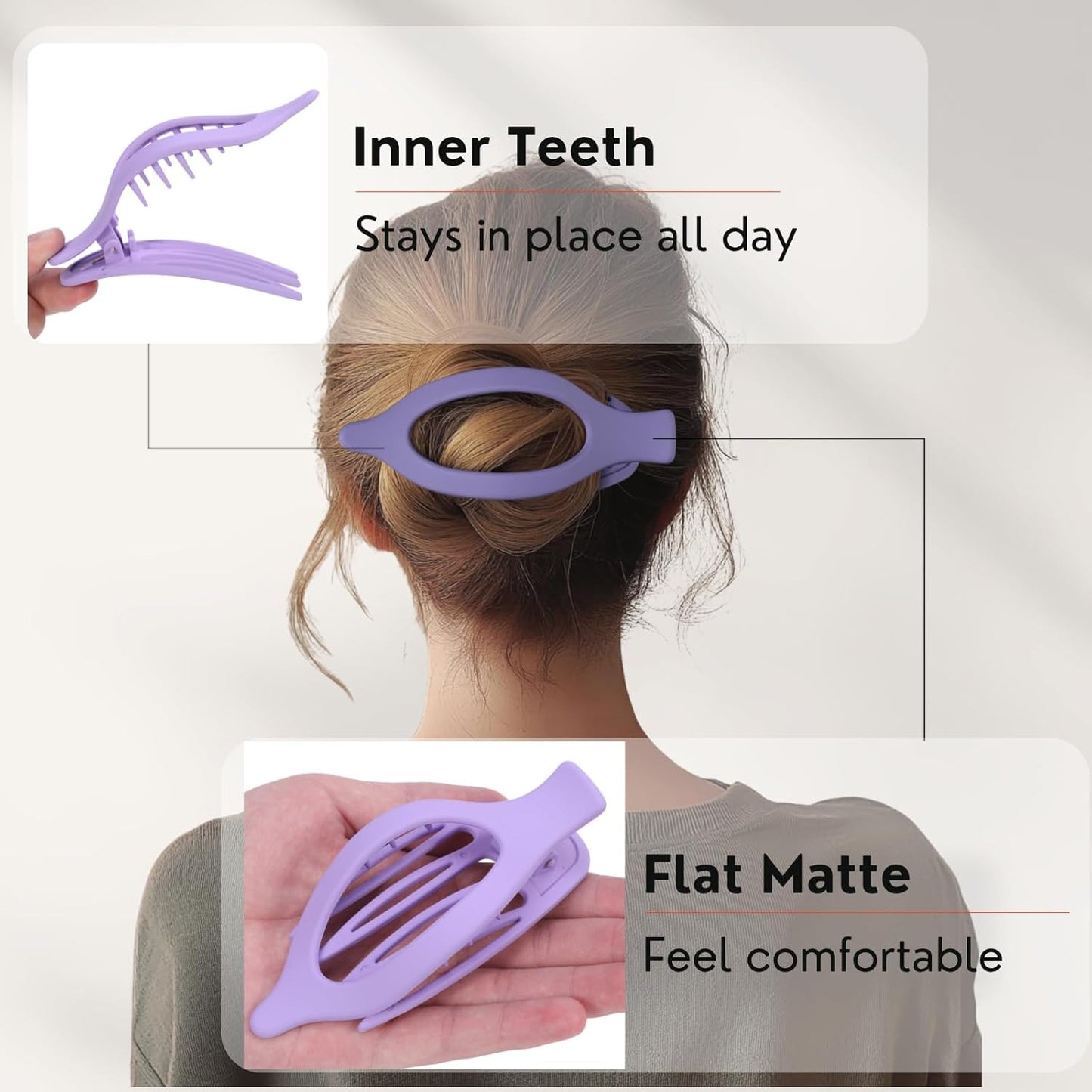 8 Pack Purple Flat Hair Clips – Cute Matte French Purple Claw Clips for Girls &