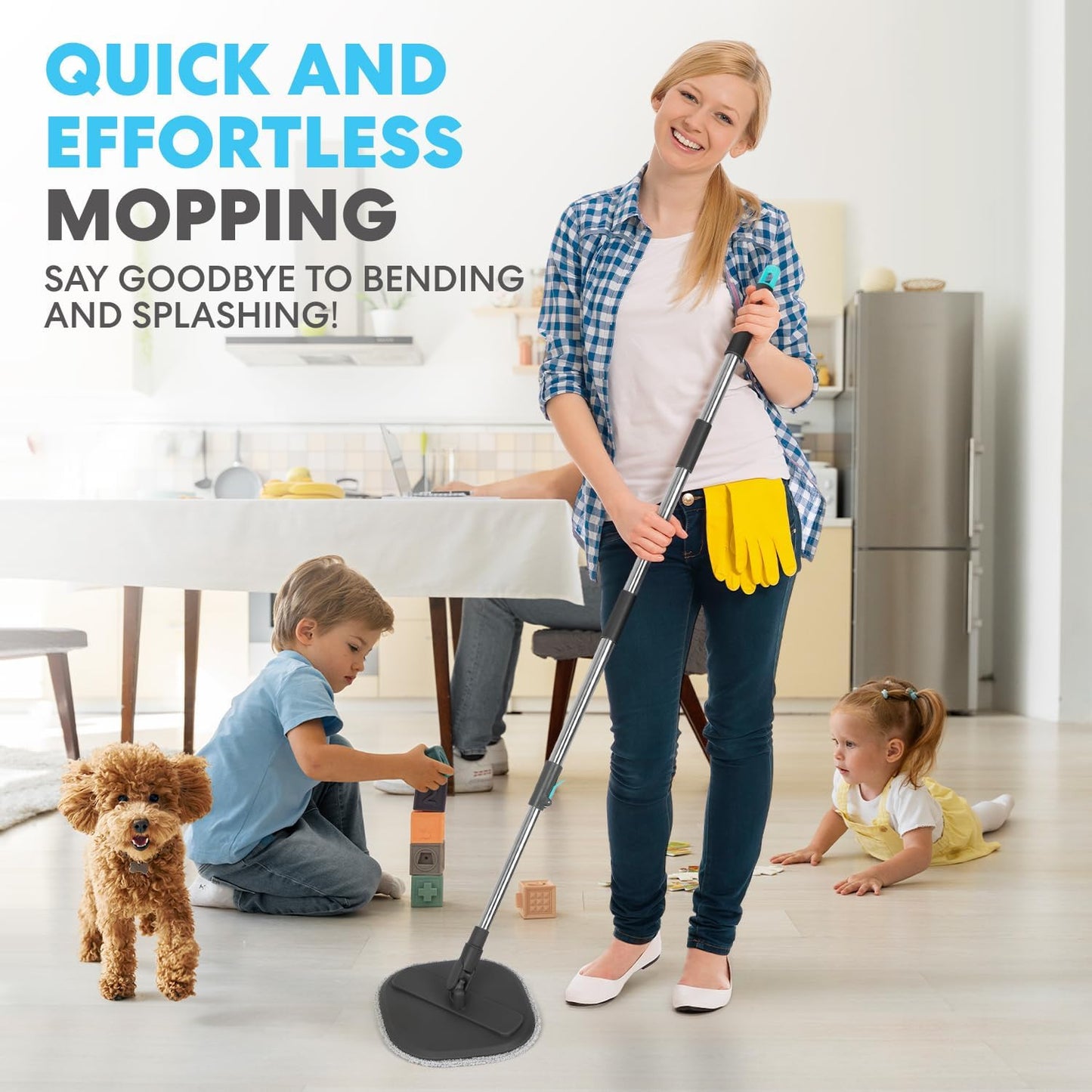360° Square Spin Mop and Bucket System – Dual Compartment, Separate Clean & Dirt
