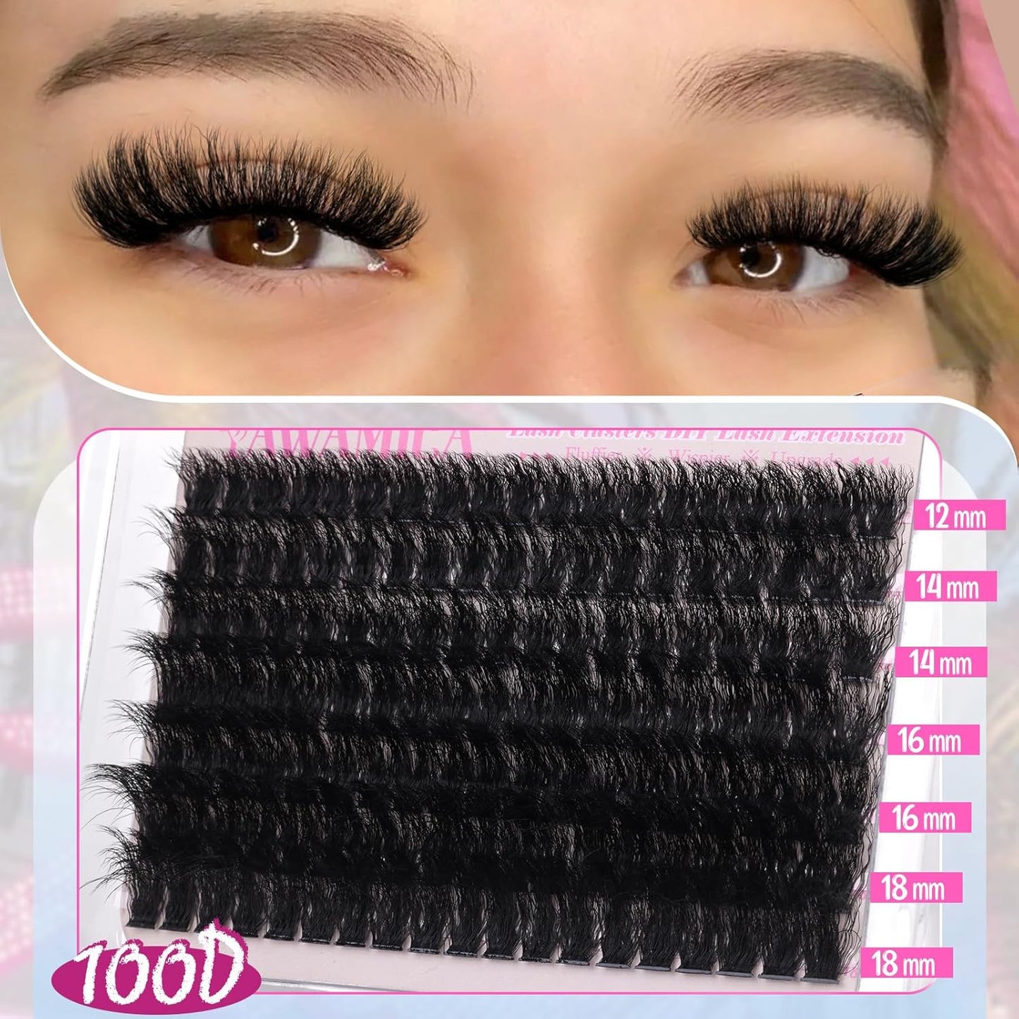 Wispy Eyelash Clusters 12-18Mm Mix 80D 100D Volume Fluffier Cluster Lashes D Cur