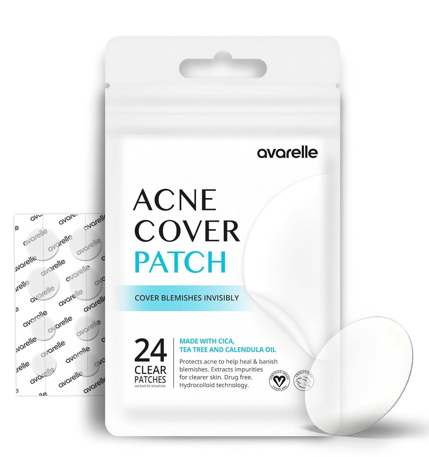 Acne Cover Patch Original Hydrocolloid, Tea Tree, Calendula Oil, CICA. Certified