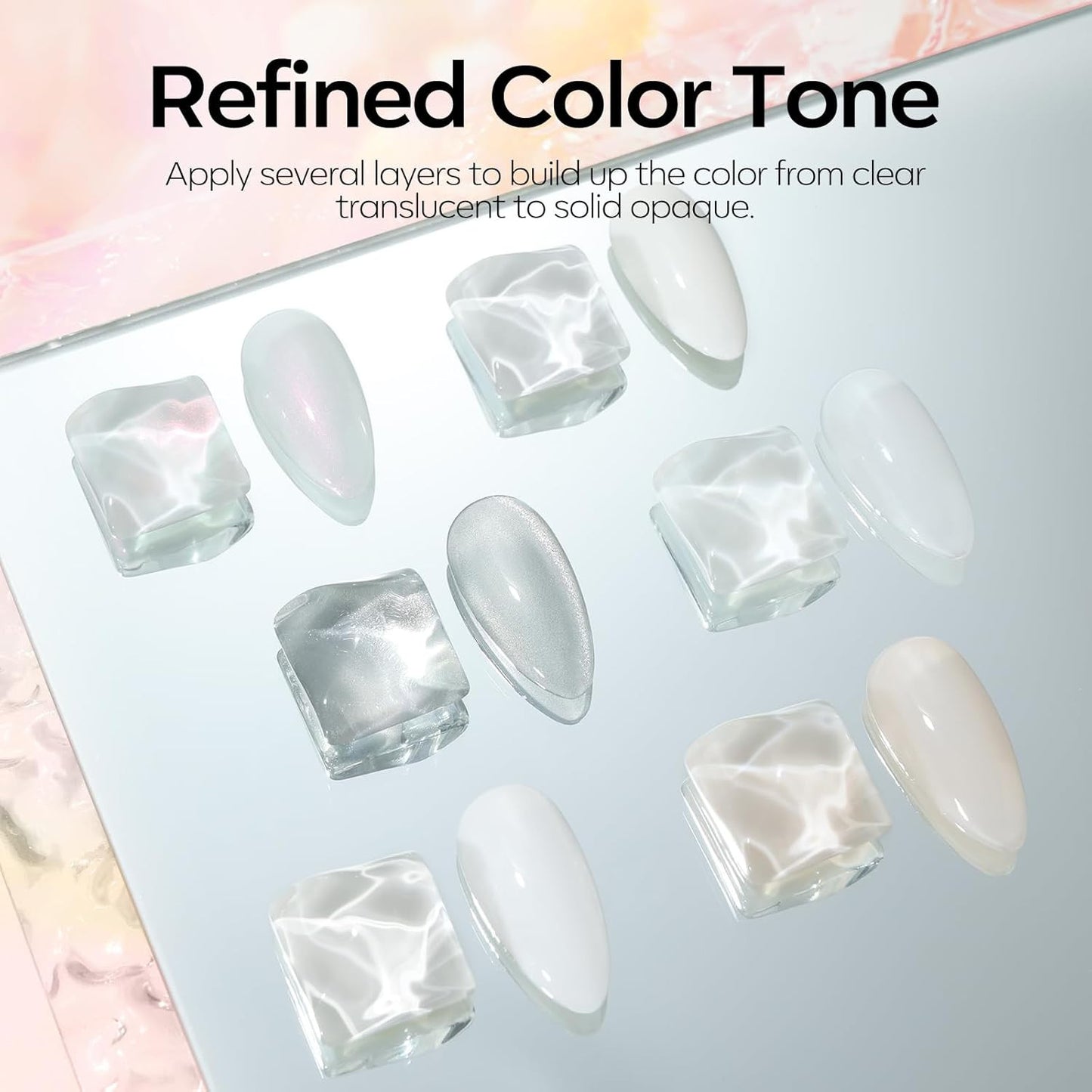 White Gel Nail Polish, 6 Colors Milky White Cat Eye Gel Polish Set with Magnet N