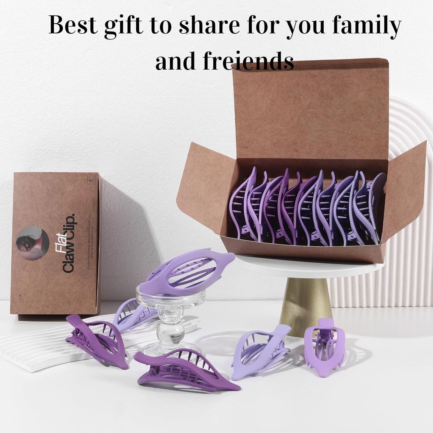 8 Pack Purple Flat Hair Clips – Cute Matte French Purple Claw Clips for Girls &