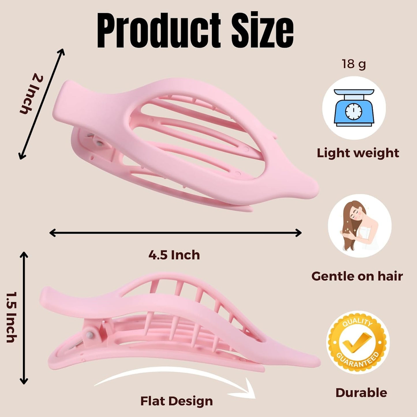 8 Pack Pastel Flat Hair Clips for Girls – Cute Matte Claw Clips in Pink, Blue, G