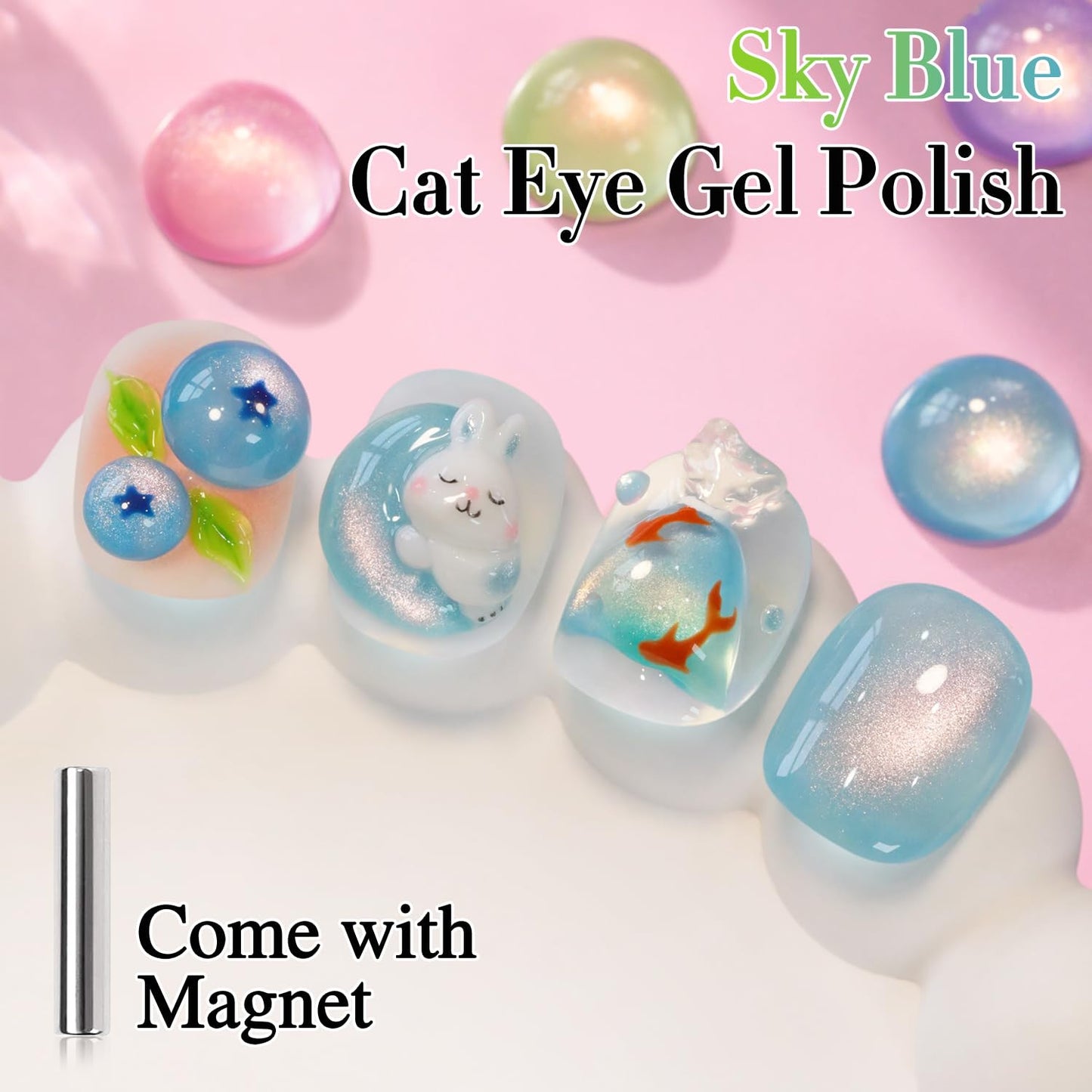 0.5 OZ Cat Eye Gel Polish with Magnet 15ML Holographic Glitter Shimmer Transluce