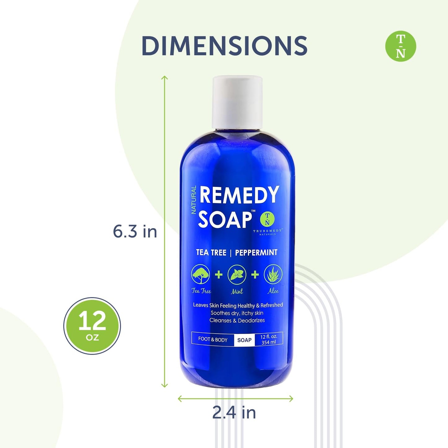 12 Oz Tea Tree Oil Body Wash - Invigorating Tea Tree Soap with Peppermint, Aloe,