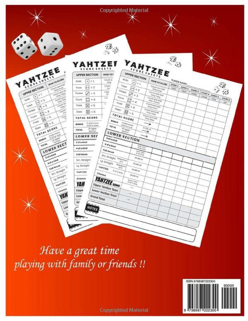 Yatzee Score Pads: Large Print Score Book with Size 8.5 X 11 Inches for Scorekee