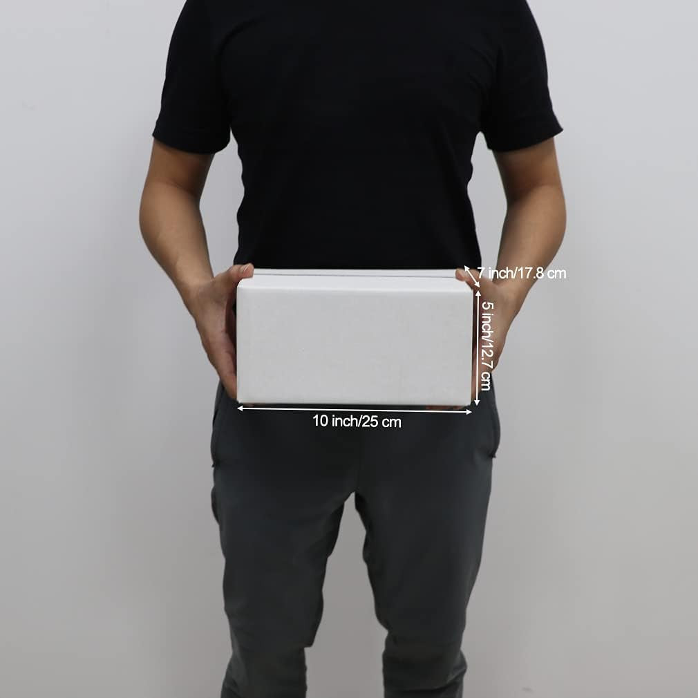 10X7X5 Inches Shipping Boxes Set of 25, White Corrugated Cardboard Box for Maili