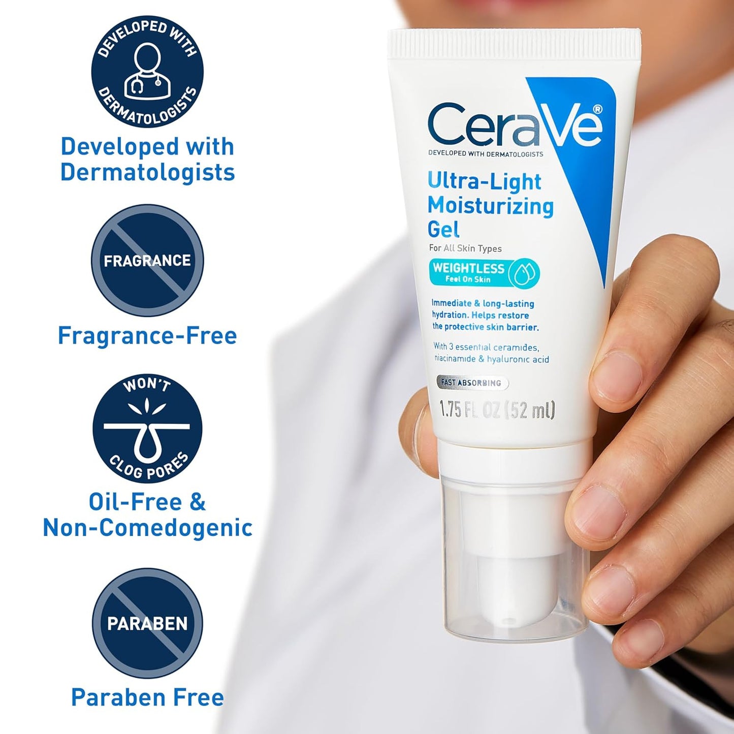 Ultra-Light Moisturizing Gel, Hydrating Gel Face Moisturizer for Men & for Women