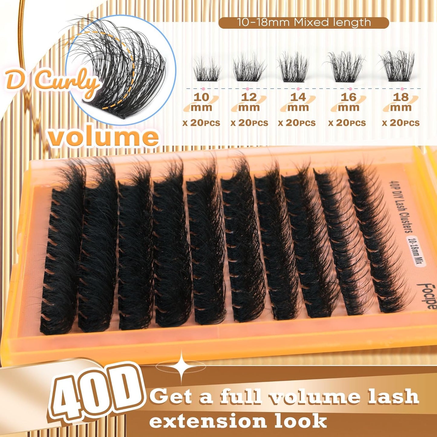Thick Lash Extension Kit Full Volume Lash Clusters 40P Eyelash Extension Kit DIY