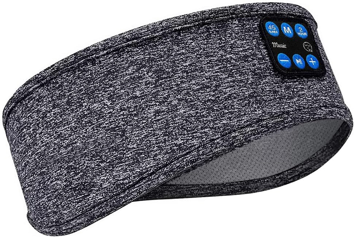 Wireless Bluetooth Sleep Headband with HD Stereo Speakers for Side Sleepers - Ideal for Running, Yoga, Meditation, and Travel - Grey Version 2021-09