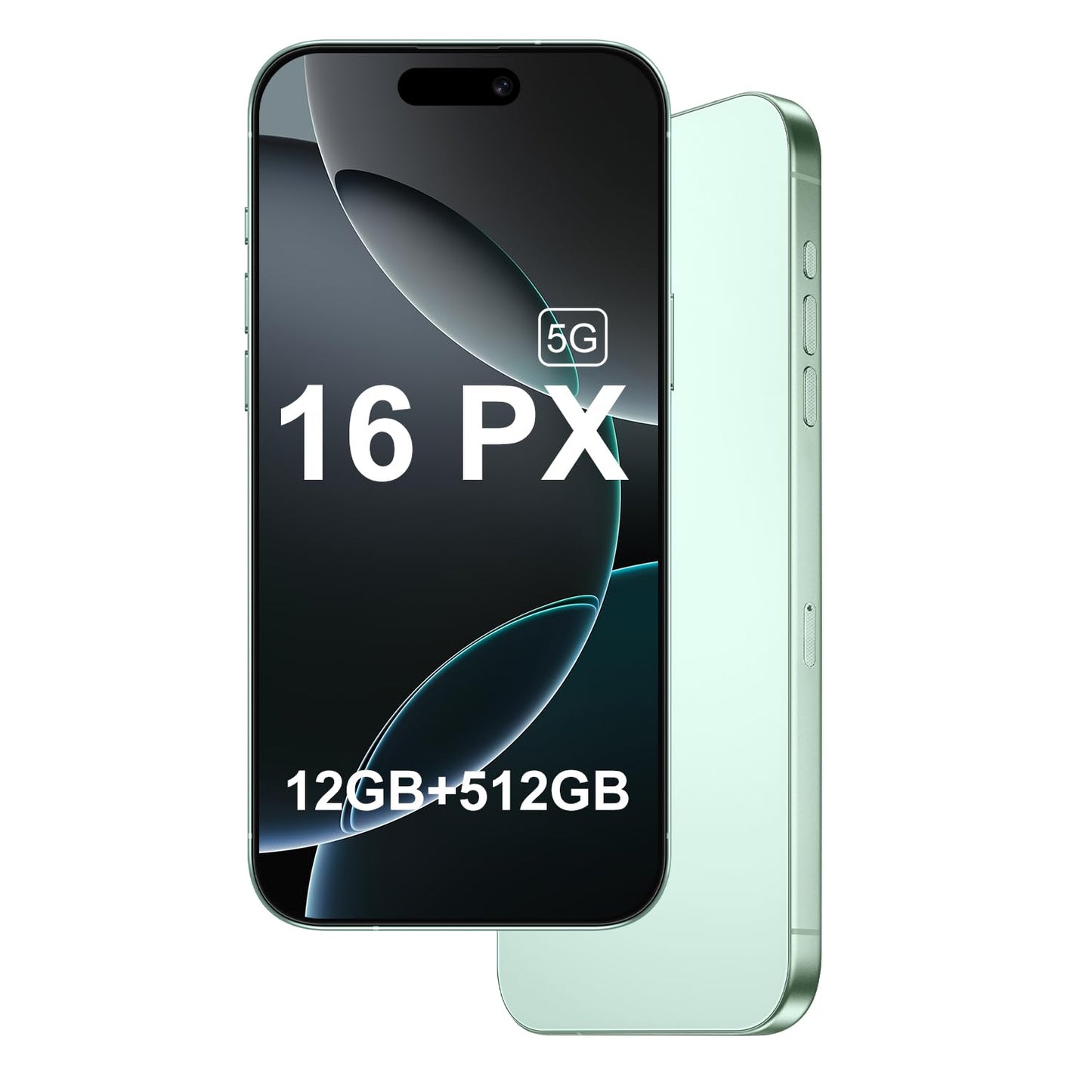 16 PX Unlocked 5G CellPhones 2025 Android 13 Smartphone with snapdragon8cen2 Processor 12GB+512GB 10-Core 6.9" HD Screen 40MP+108MPCamera 6800 mAh Cellphone with 5G Dual SIM(Greener)