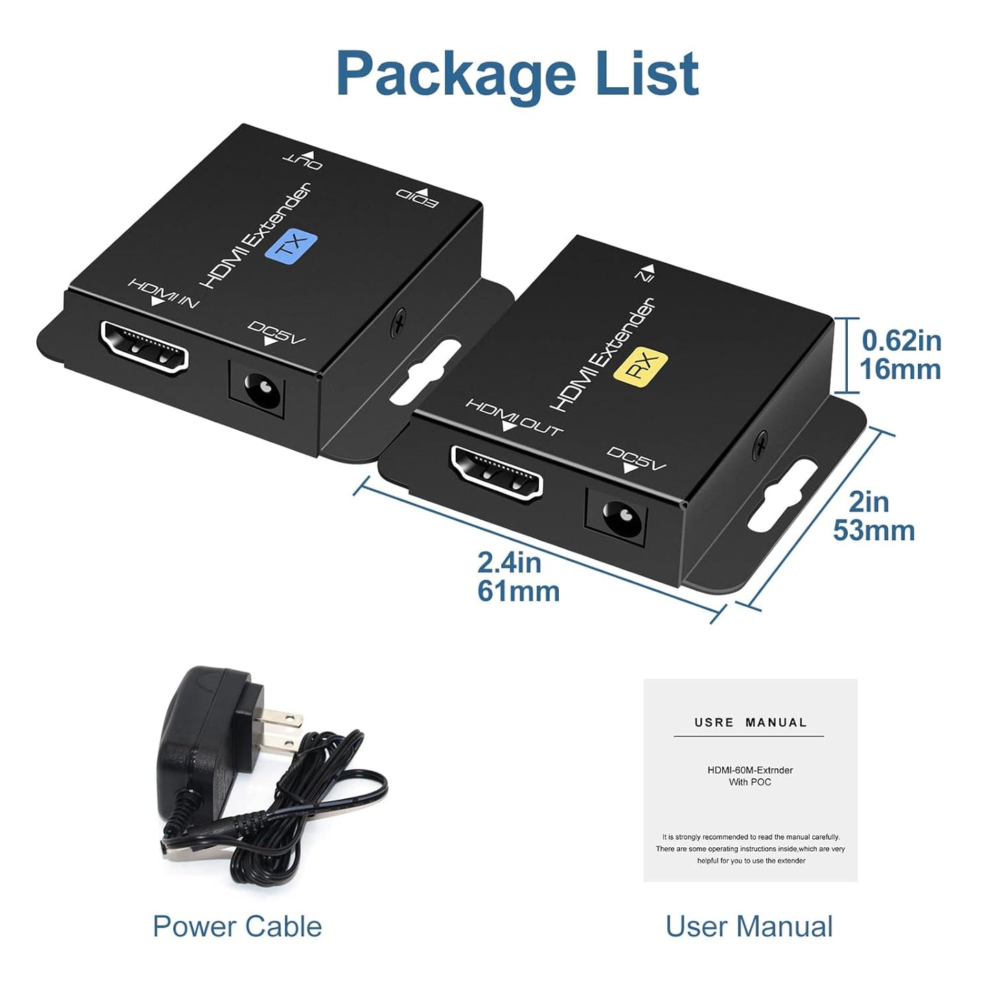 VPFET HDMI Extender Over Single Cat6 Ethernet up to 200Ft Repeater Balun Transmitter Receiver Power on Cat Support Full 1080p 3D HDCP EDID Copy from Displays