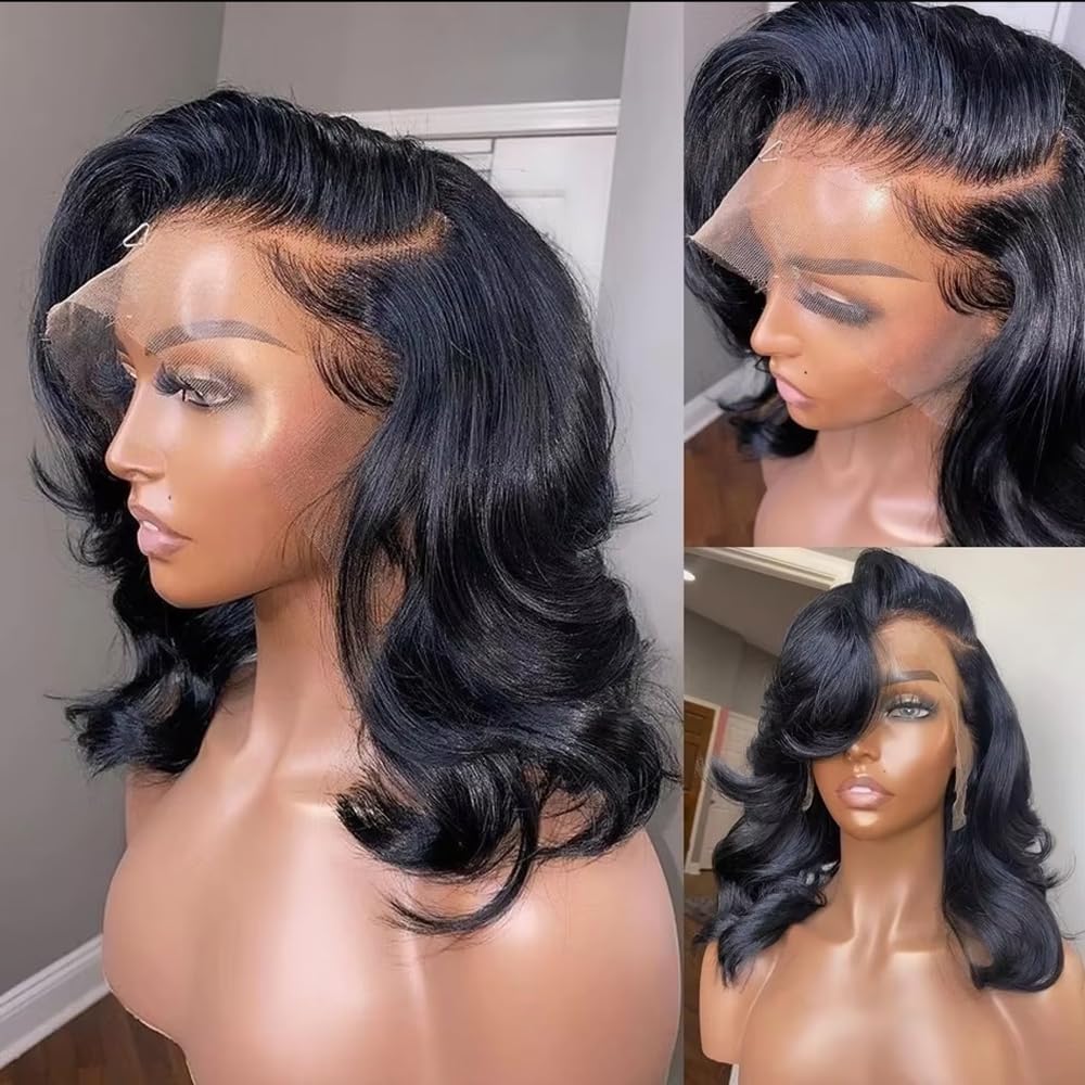 Wear and Go Glueless Wigs Pre Plucked Pre Cut 4x4 Body Wave Bob Wig Human Hair wigs for black women Short Bob Wig Human Hair 180 dentisty natrual color 14inch