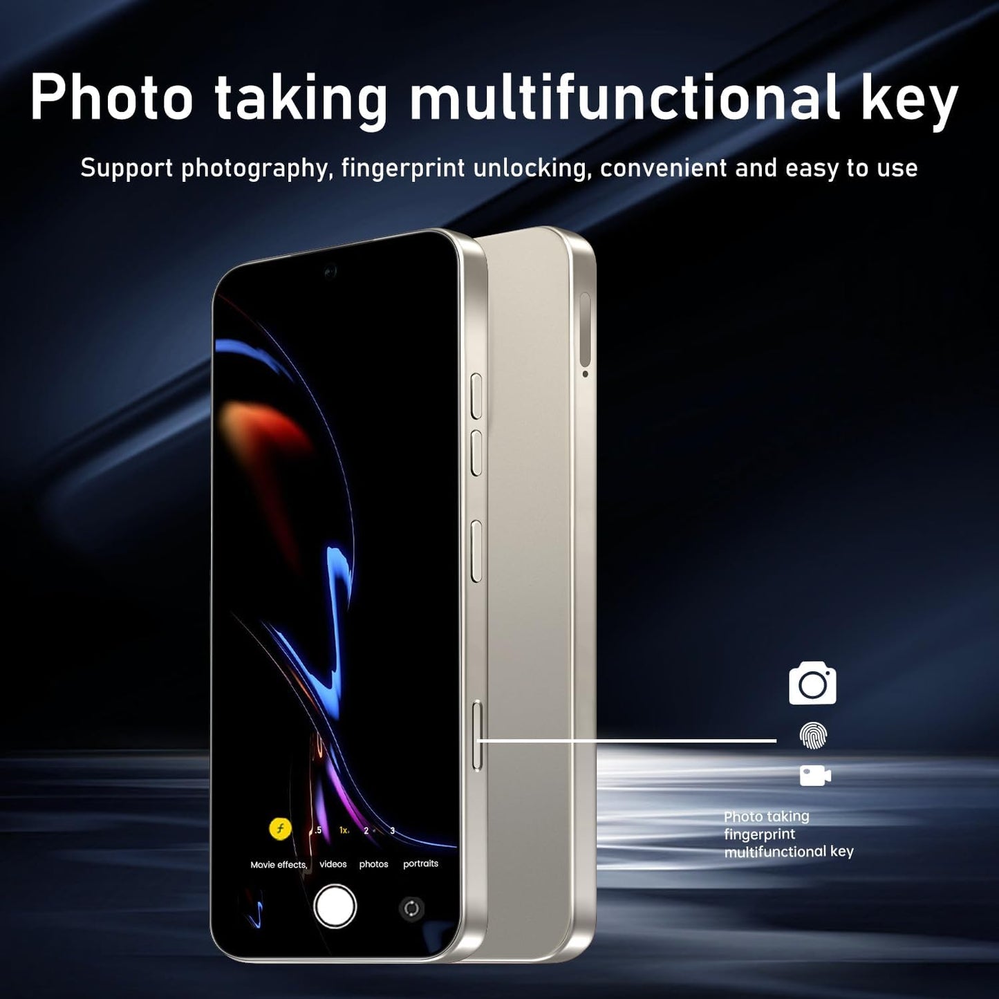 16PROMA X 16GB+1TB 6.99" HD Screen Smartphone Unlocked Cell Phone,Battery 7000mAh Unlocked The Phone, Android 14 Fingerprint Button Unlock/GPS/Dual SIM/5G/Face ID(Desert Titanium)