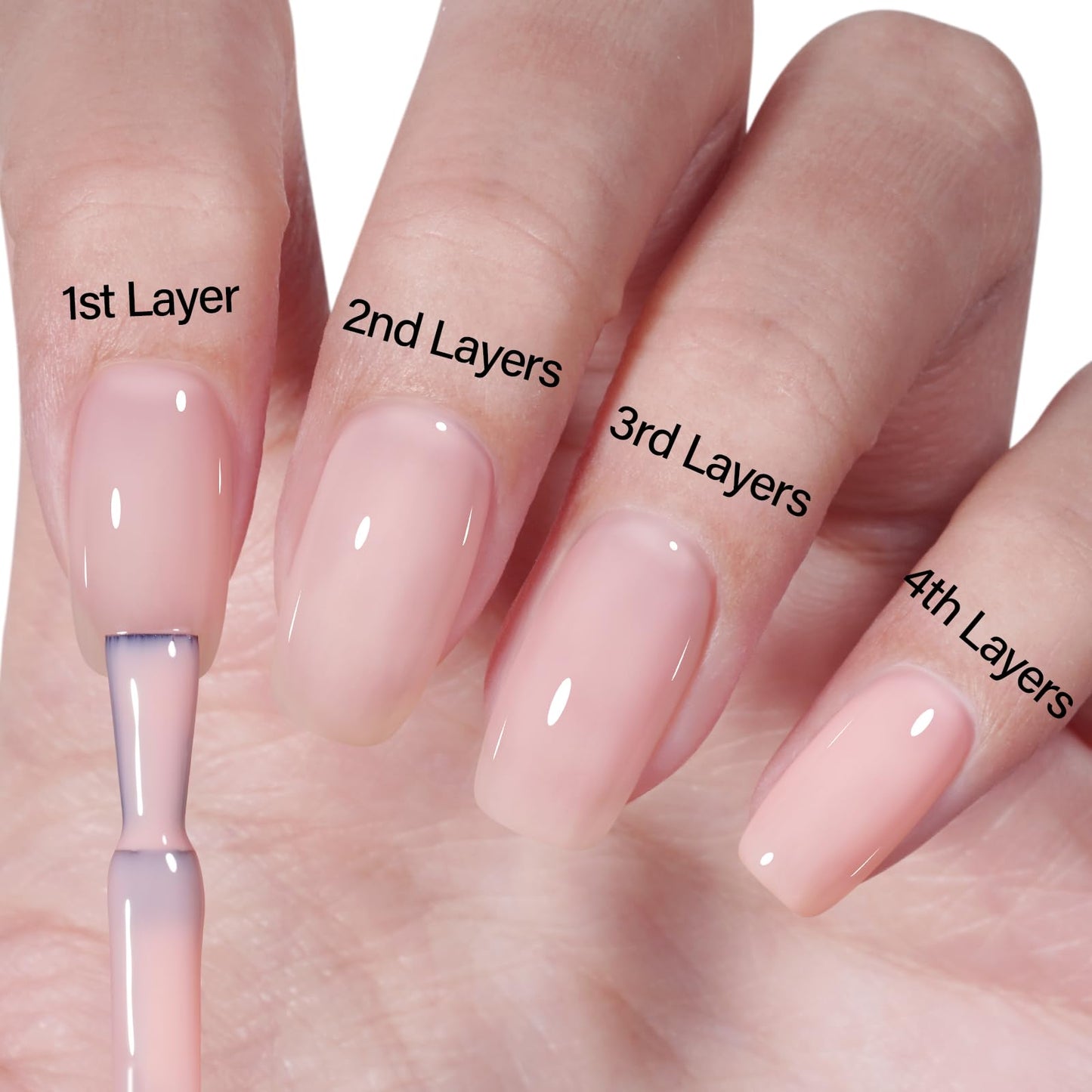 AILLSA Milky Pink Nude Gel Nail Polish, 15ml Translucent Soak Off UV LED Light Cure Gel Polish, Long Lasting for French Nail Art Salon DIY Manicure at Home