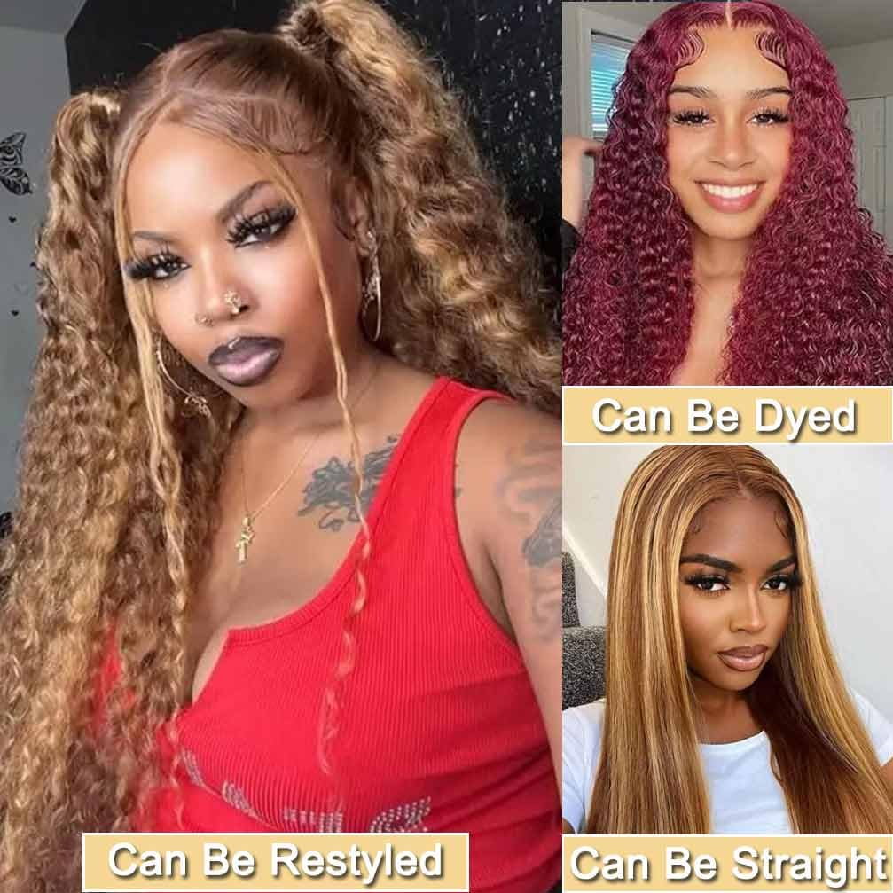13x4 Lace Front Wigs Human Hair Pre Plucked 180 Density Brazilian Wet and Wavy Human Hair Wigs for Black Women Glueless Curly Lace Frontal Wig Natural Color (22 Inch)