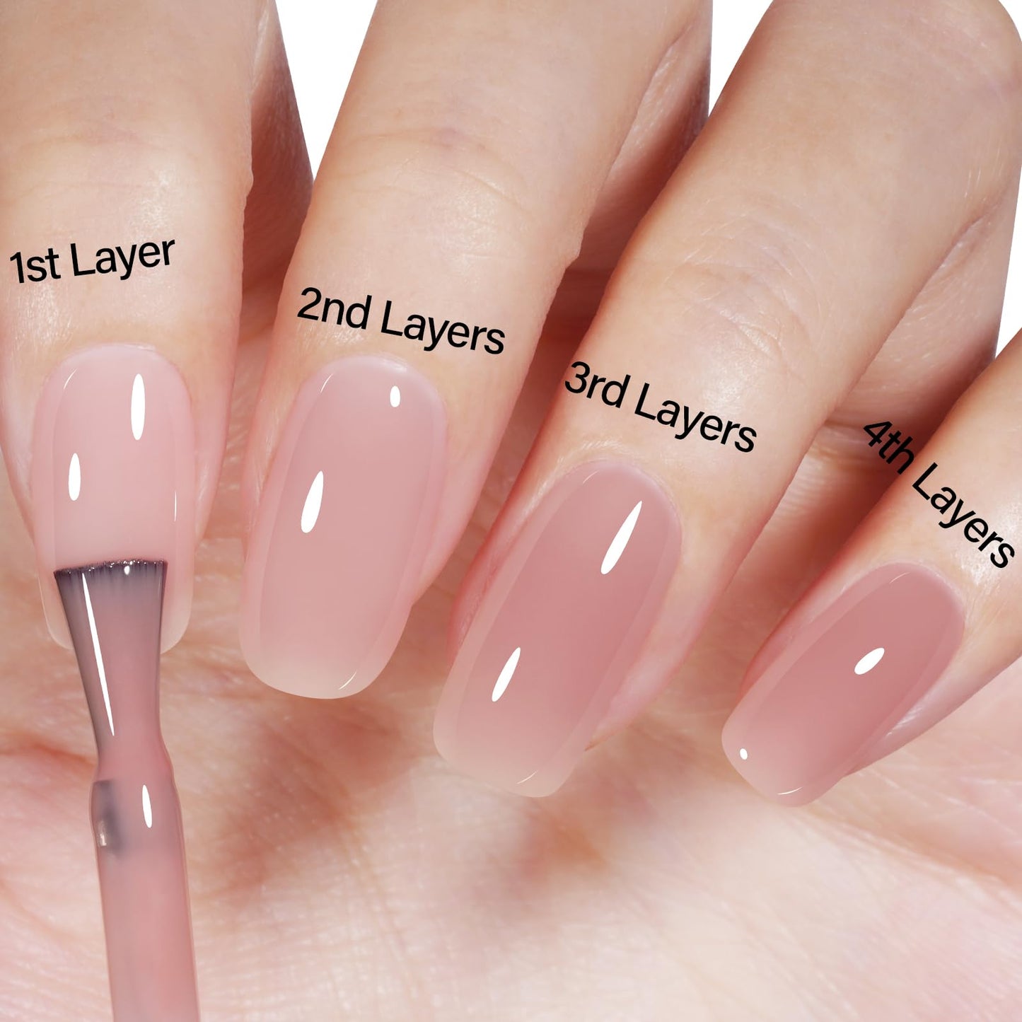 AILLSA Milky Pink Nude Gel Nail Polish, 15ml Translucent Soak Off UV LED Light Cure Gel Polish, Long Lasting for French Nail Art Salon DIY Manicure at Home