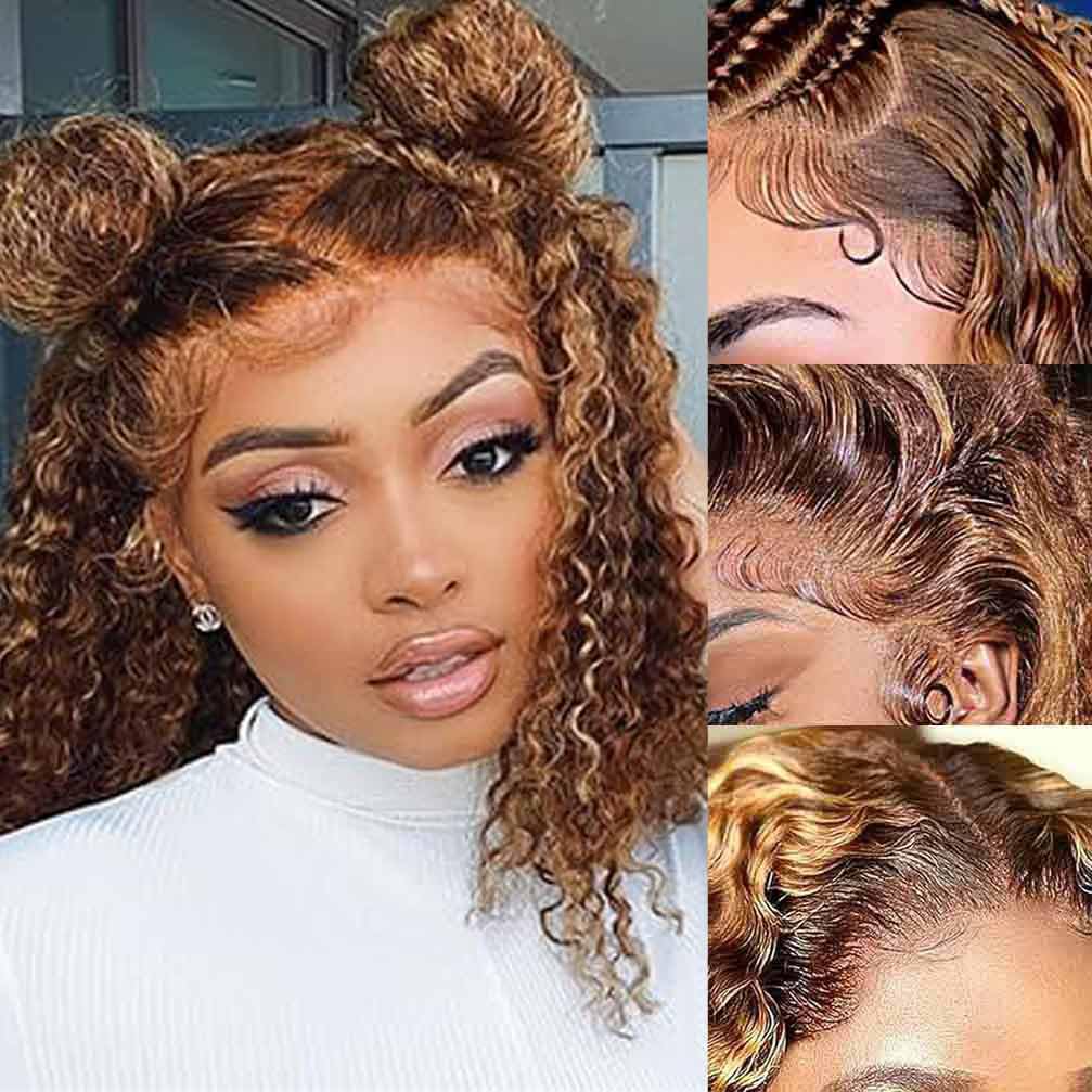 13x4 Lace Front Wigs Human Hair Pre Plucked 180 Density Brazilian Wet and Wavy Human Hair Wigs for Black Women Glueless Curly Lace Frontal Wig Natural Color (22 Inch)