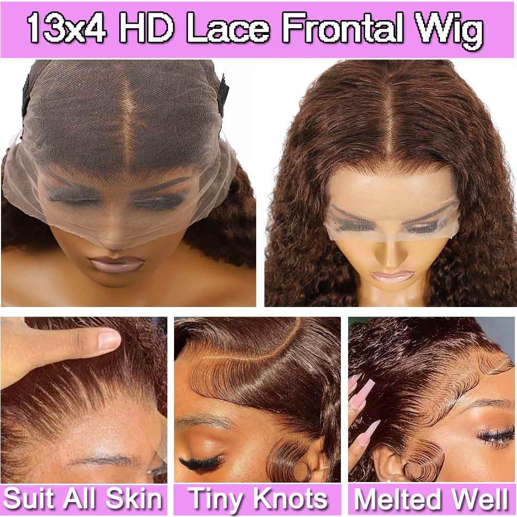 13x4 Lace Front Wigs Human Hair Pre Plucked 180 Density Brazilian Wet and Wavy Human Hair Wigs for Black Women Glueless Curly Lace Frontal Wig Natural Color (22 Inch)