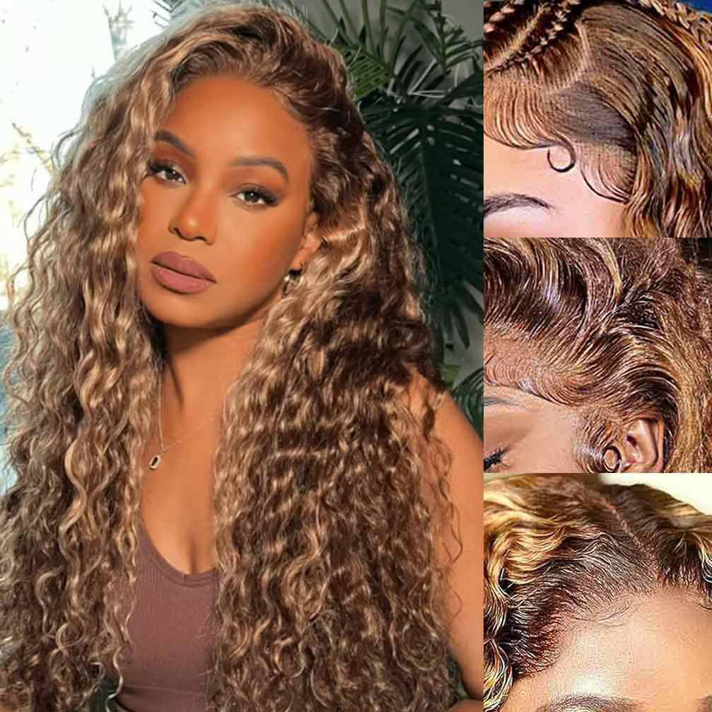 13x4 Lace Front Wigs Human Hair Pre Plucked 180 Density Brazilian Wet and Wavy Human Hair Wigs for Black Women Glueless Curly Lace Frontal Wig Natural Color (22 Inch)