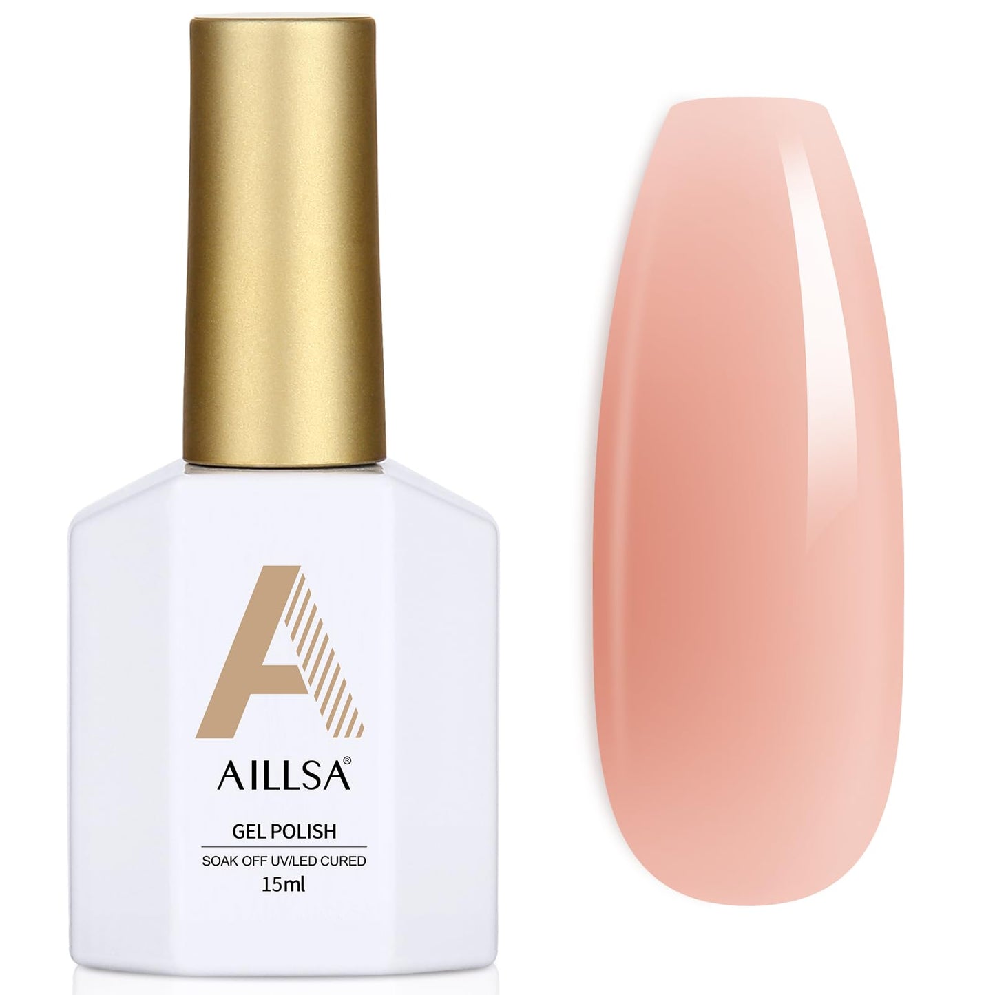 AILLSA Milky Pink Nude Gel Nail Polish, 15ml Translucent Soak Off UV LED Light Cure Gel Polish, Long Lasting for French Nail Art Salon DIY Manicure at Home