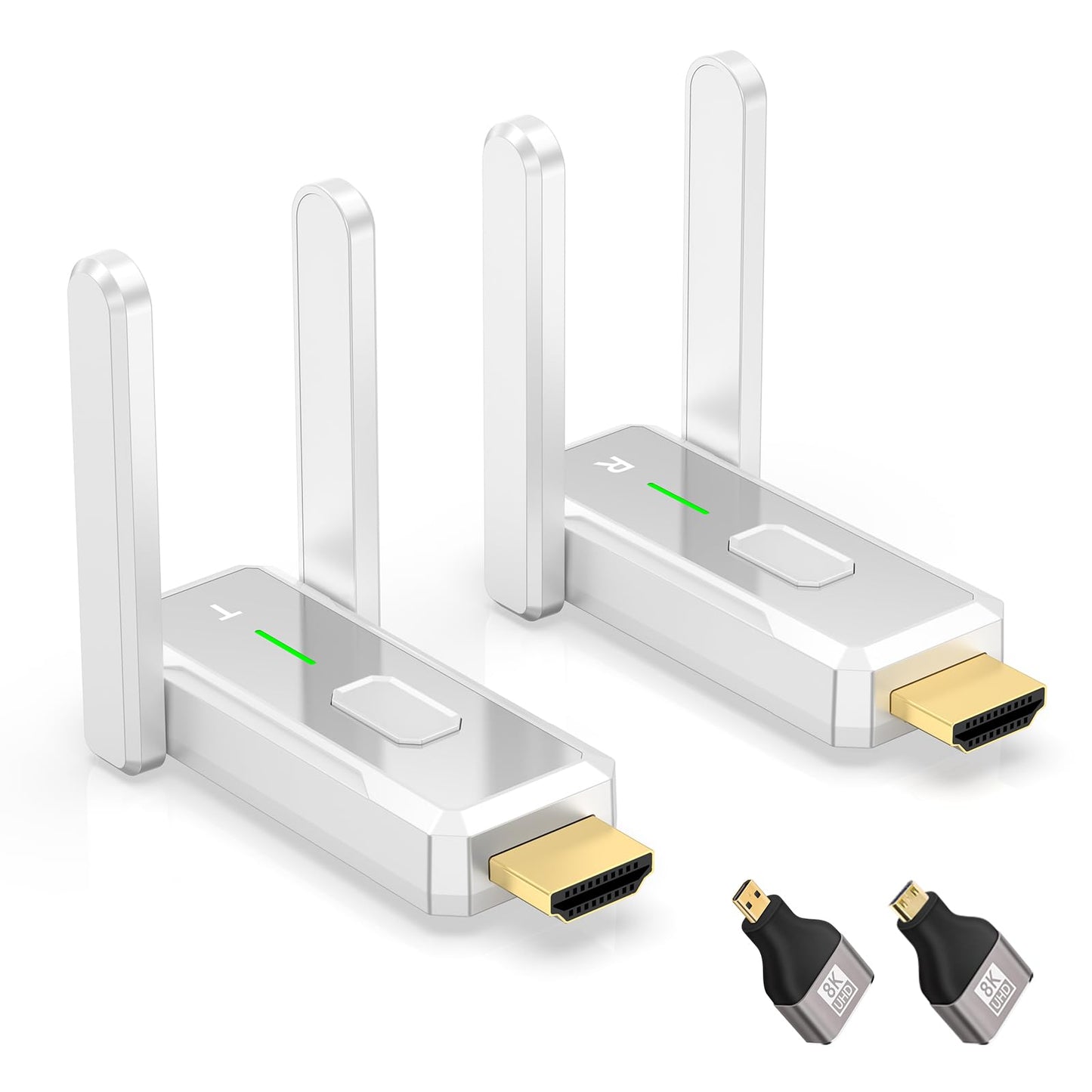 Wireless HDMI Transmitter and 4 Receivers 500FT/150M, 2.4G+5G Plug & Play Portable Wireless HDMI Splitter 1 to Multiple Screens for Video & Audio to Monitor from Laptop/PC/TV Box/Projector (1TX+4RX)