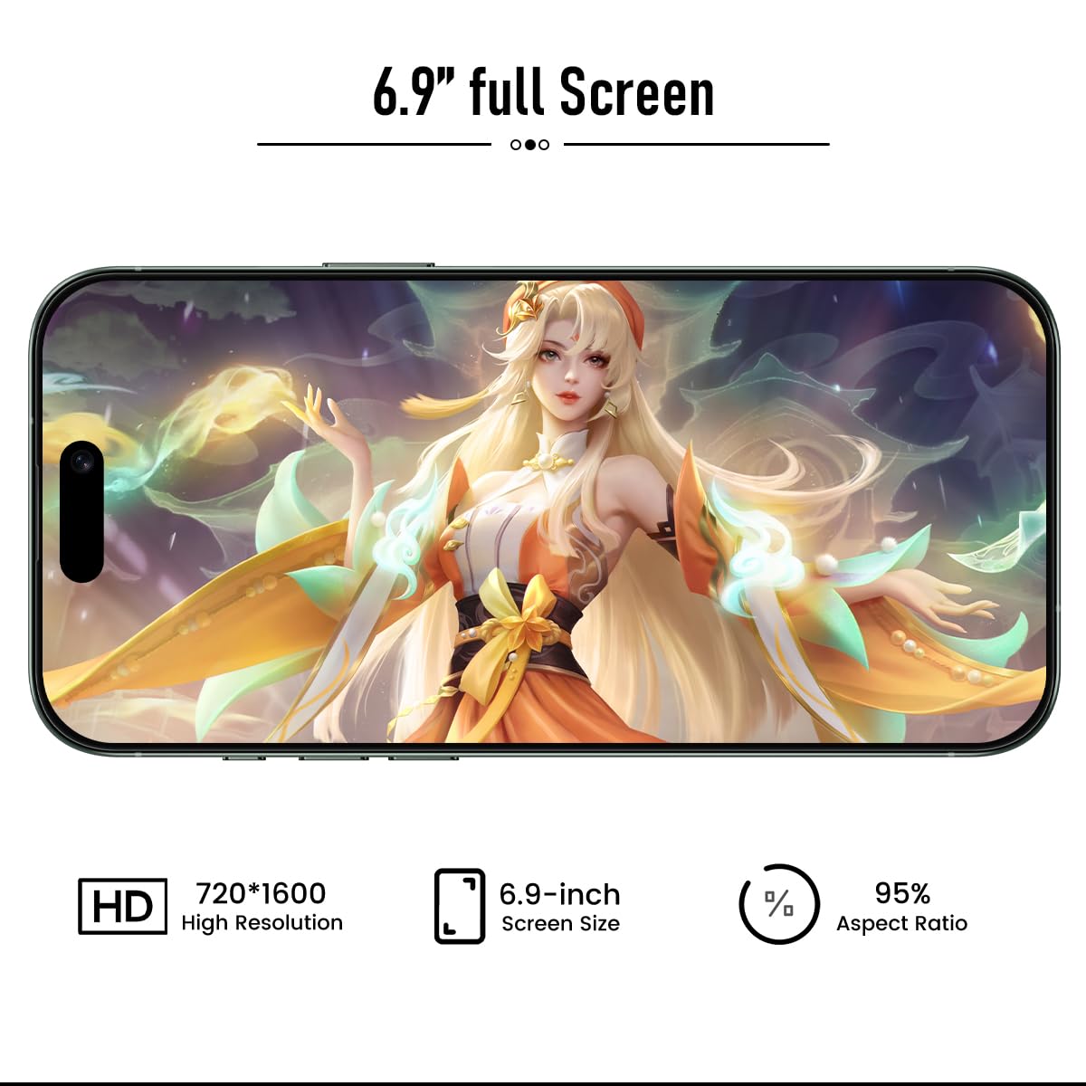 16 PX Unlocked 5G CellPhones 2025 Android 13 Smartphone with snapdragon8cen2 Processor 12GB+512GB 10-Core 6.9" HD Screen 40MP+108MPCamera 6800 mAh Cellphone with 5G Dual SIM(Greener)
