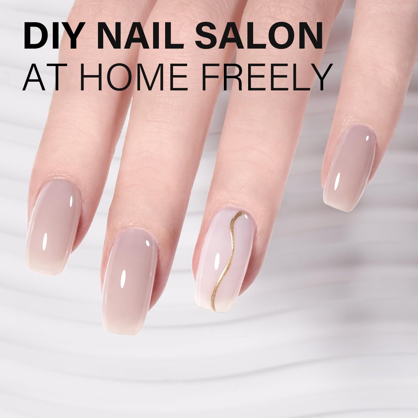 AILLSA Milky Pink Nude Gel Nail Polish, 15ml Translucent Soak Off UV LED Light Cure Gel Polish, Long Lasting for French Nail Art Salon DIY Manicure at Home