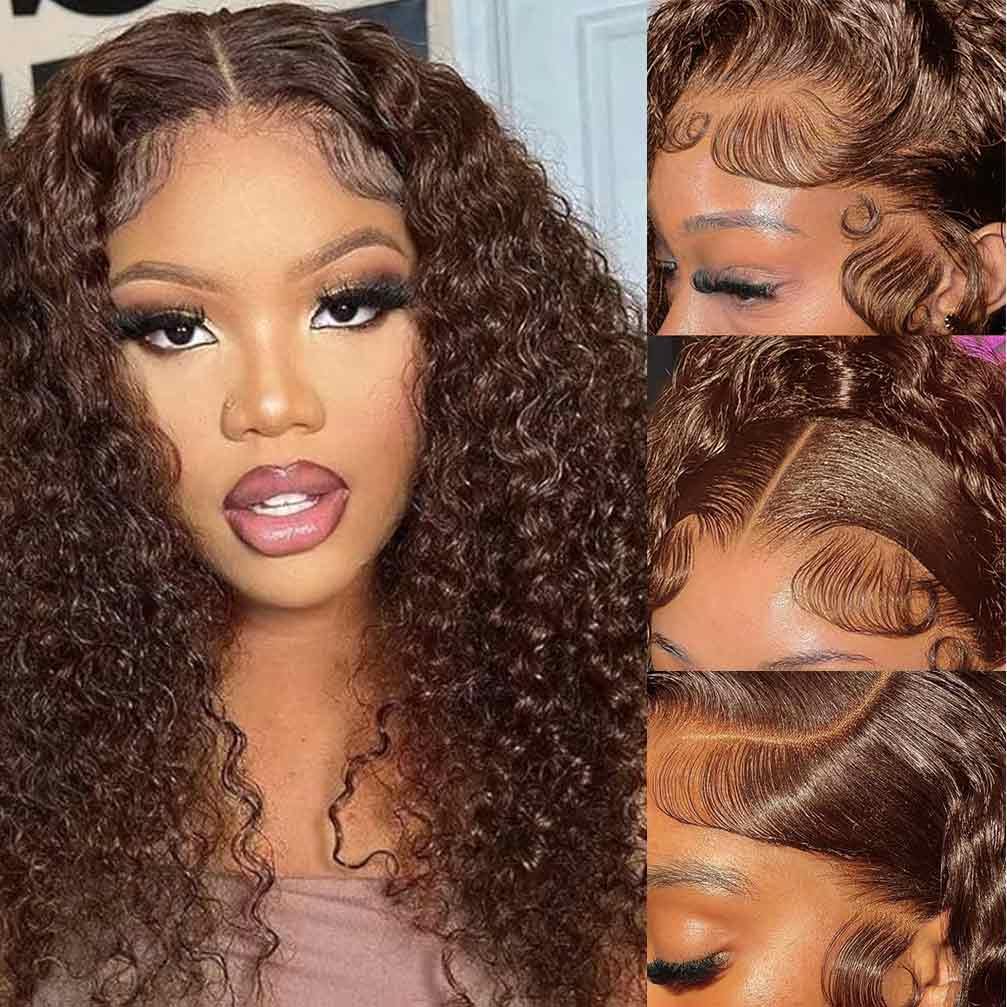 13x4 Lace Front Wigs Human Hair Pre Plucked 180 Density Brazilian Wet and Wavy Human Hair Wigs for Black Women Glueless Curly Lace Frontal Wig Natural Color (22 Inch)