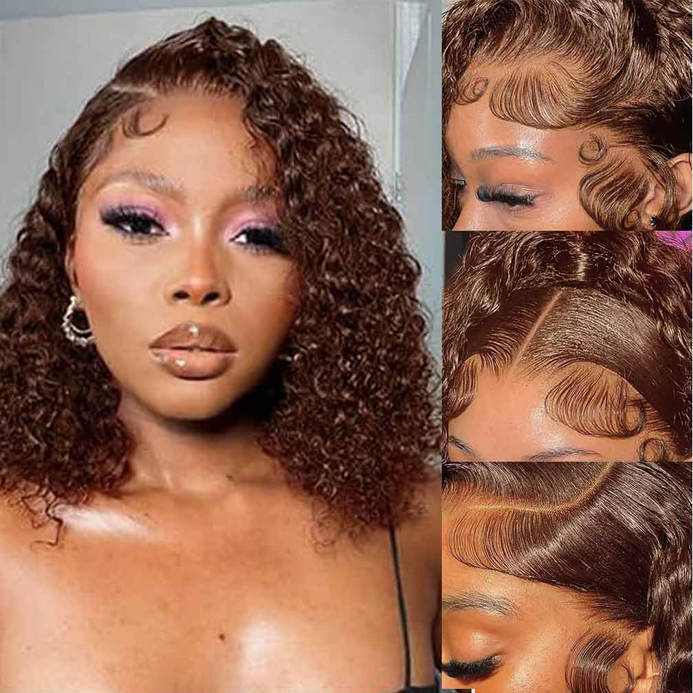 13x4 Lace Front Wigs Human Hair Pre Plucked 180 Density Brazilian Wet and Wavy Human Hair Wigs for Black Women Glueless Curly Lace Frontal Wig Natural Color (22 Inch)