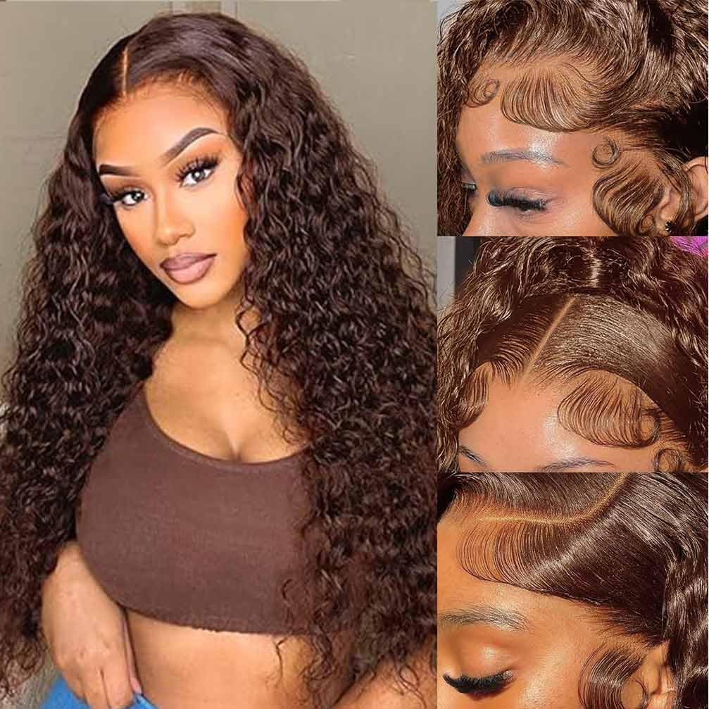 13x4 Lace Front Wigs Human Hair Pre Plucked 180 Density Brazilian Wet and Wavy Human Hair Wigs for Black Women Glueless Curly Lace Frontal Wig Natural Color (22 Inch)