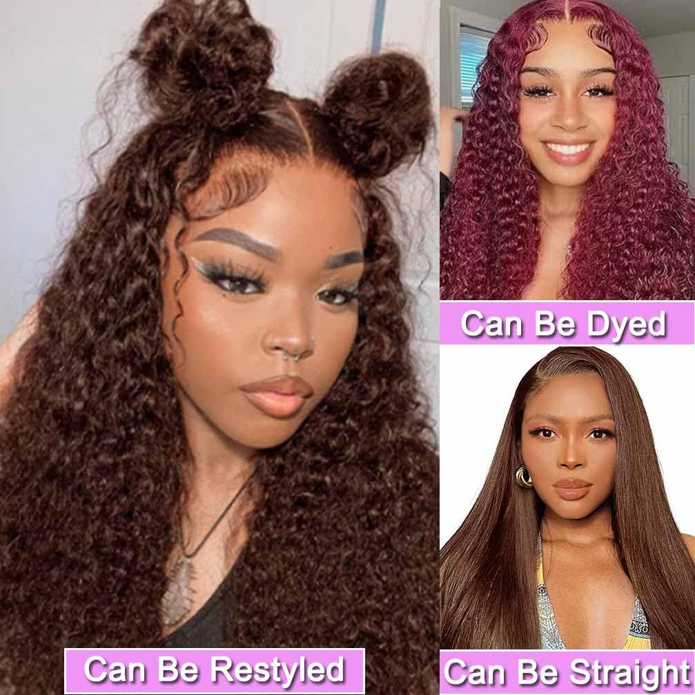 13x4 Lace Front Wigs Human Hair Pre Plucked 180 Density Brazilian Wet and Wavy Human Hair Wigs for Black Women Glueless Curly Lace Frontal Wig Natural Color (22 Inch)
