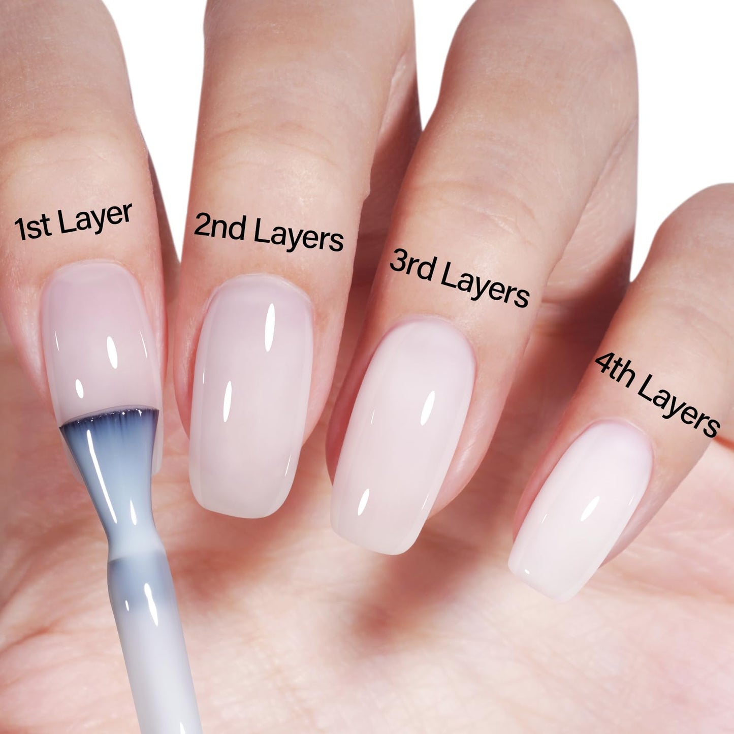 AILLSA Milky Pink Nude Gel Nail Polish, 15ml Translucent Soak Off UV LED Light Cure Gel Polish, Long Lasting for French Nail Art Salon DIY Manicure at Home