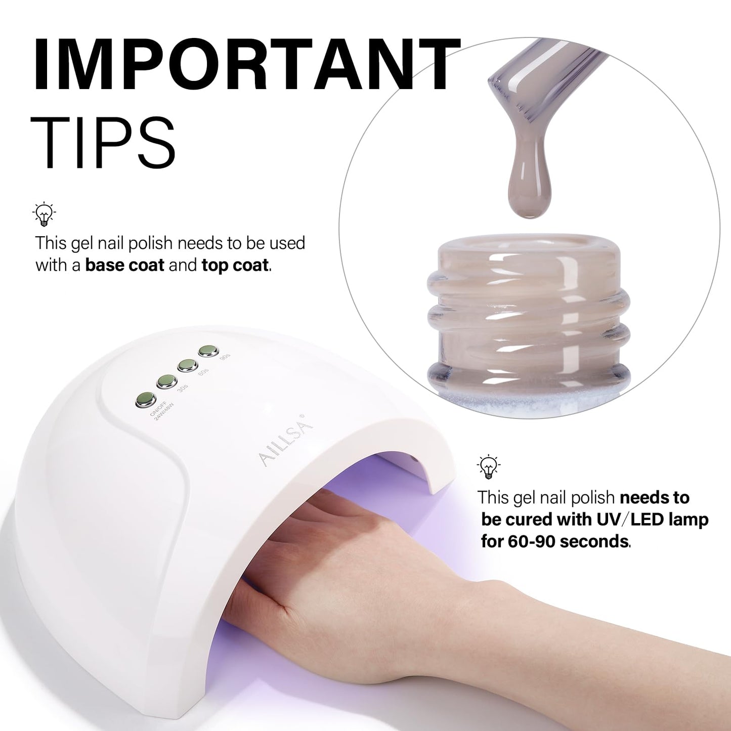 AILLSA Milky Pink Nude Gel Nail Polish, 15ml Translucent Soak Off UV LED Light Cure Gel Polish, Long Lasting for French Nail Art Salon DIY Manicure at Home