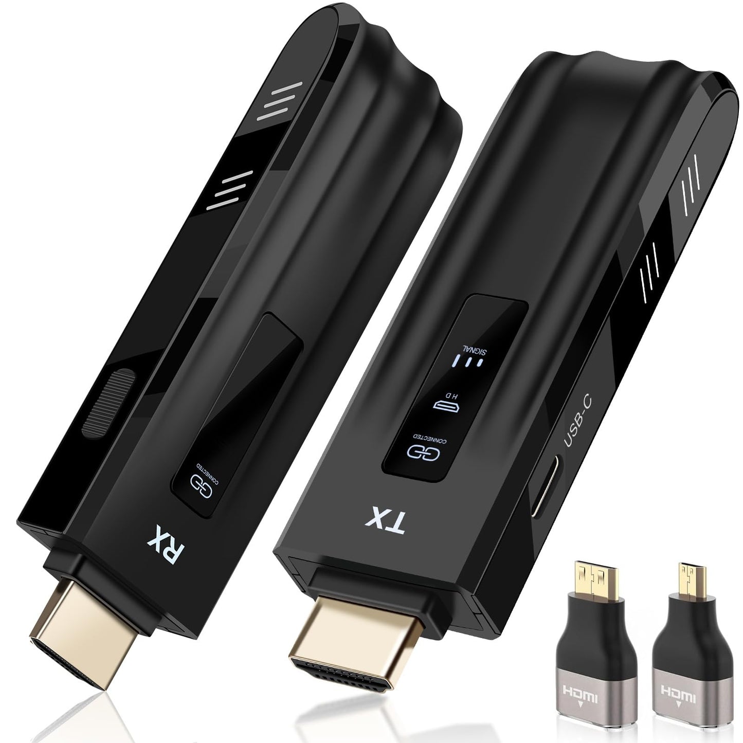 Wireless HDMI Transmitter and Receiver,2025 Upgraded LED Display,4K Decode & 1080P Output,Plug and Play Portable 2.4G/5G Wireless HDMI Extender,Compatible with PC/Laptop/Camera/HDTV/Projector/TV Box