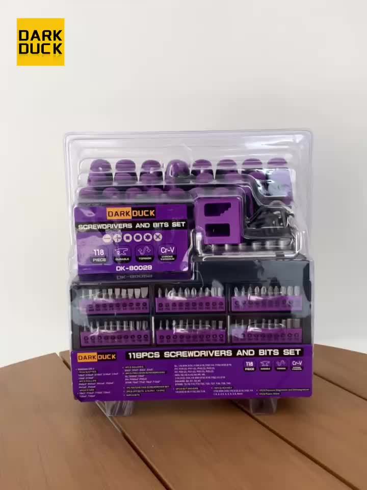 118pcs Magnetic Screwdriver Set with Plastic Rack And Magnetic Tool Bowl, Chrome Vanadium Steel, Multi-size for Electronics And Precision Work, Non-Slip Rubber Handles, Durable Metal Construction.(Purple)