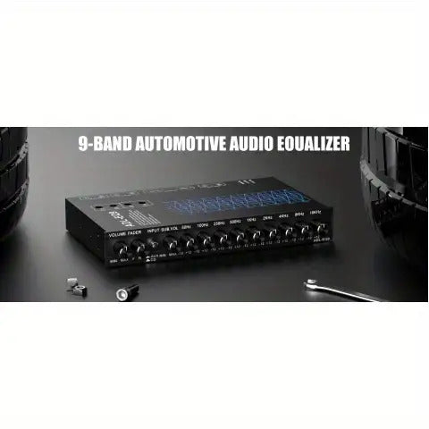 9-Band Car Audio Equalizer with Front, Rear & Auxiliary Outputs - 8V RMS Line Driver, Adjustable EQ for Cars & Yachts, No Battery Needed, Enhances Sound Experience, Durable Iron Construction, Car Audio Accessories, Vehicle Au