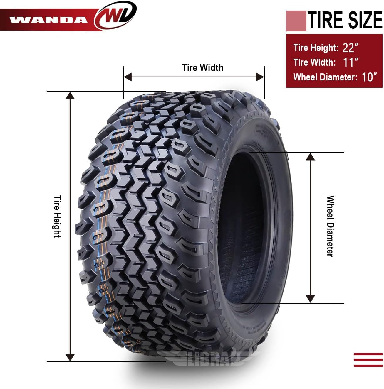 22X11-10 Golf Cart ATV Tires 4PR 22X11X10 High Load, Set 2-10142