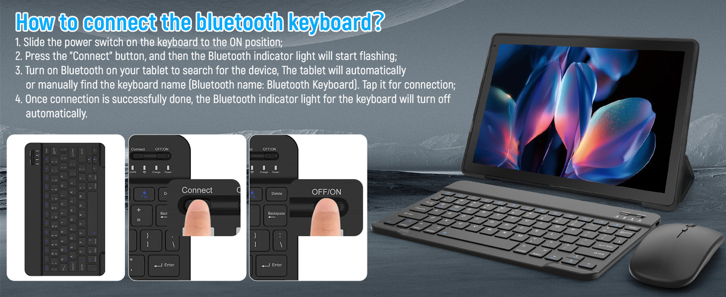 URAO A10L 10 Inch Tablet Android 14 12GB RAM 64GB ROM Octa-Core 5G WiFi with Keyboard Mouse Touch Pen Headset Case Tablet Kit