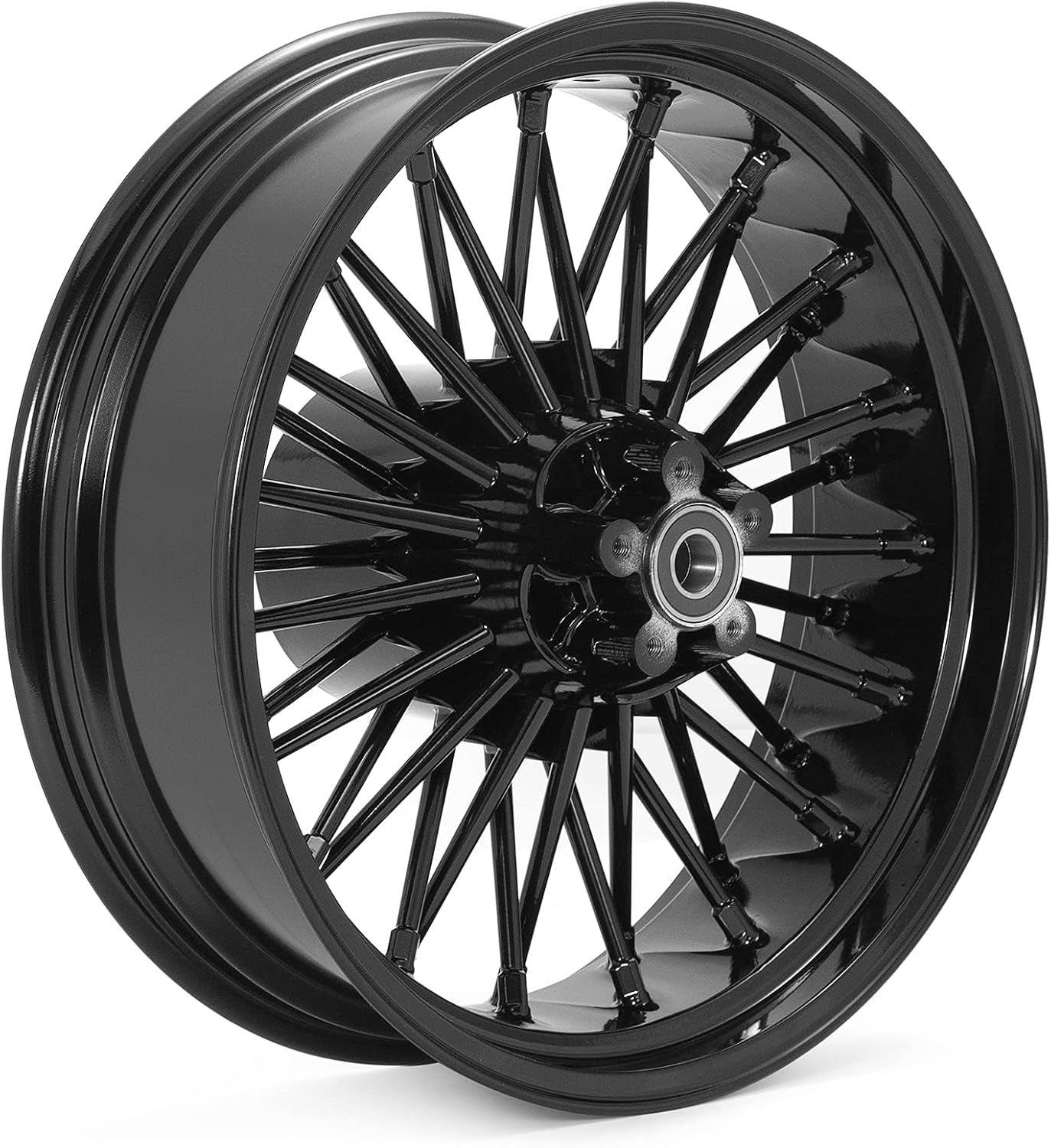 18 Inch Gloss Black Rear Wheel Rim Fat King Spokes Tubeless for Harley Touring FLHR FLHRC Road King FLHX FLHXSE Street Glide FLTR Road Glide FLHT Electra Glide FLHTK Ultra Limited 2009-2023