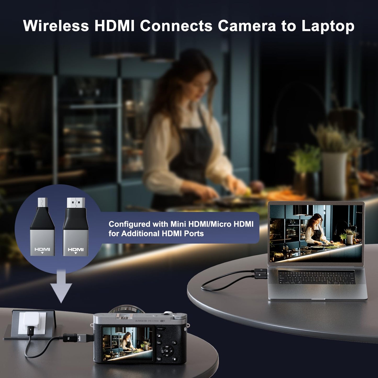 Wireless HDMI Transmitter and Receiver 4K Decode 1080P Output, HDMI Wireless Extender, Plug & Play, Support 2.4/5GHz for Streaming Video and Audio to Monitor from Laptop/Pc/Tv Box (Black)