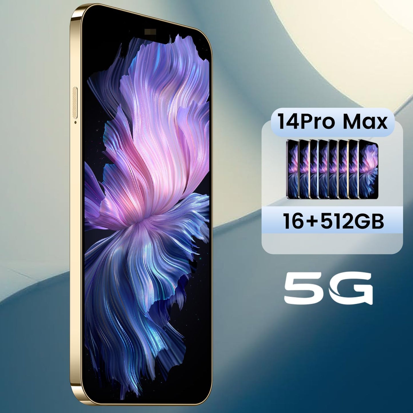 14PROMA X Unlocked Cell Phone,Long Battery Life 6.82" HD Screen Unlocked Phones,Android13 12+512GB Smartphone with 128G Memory Card,Dual SIM/Fingerprint Lock/Face ID/GPS (Purple)